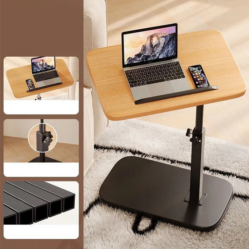 Table d'appoint réglable avec roulettes | Table pour ordinateur portable/lit réglable en hauteur et en inclinaison | Design en C gain de place pour canapé et lit | Facile à déplacer