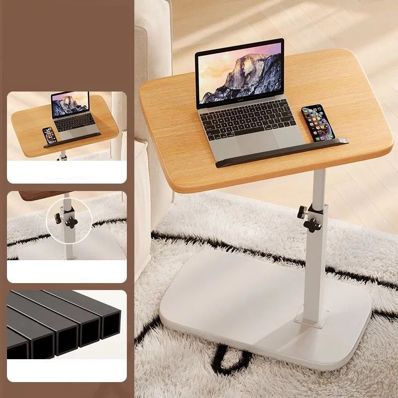 Table d'appoint réglable avec roulettes | Table pour ordinateur portable/lit réglable en hauteur et en inclinaison | Design en C gain de place pour canapé et lit | Facile à déplacer