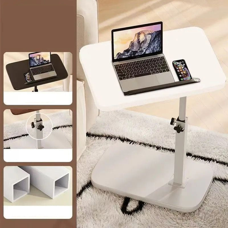 Table d'appoint réglable avec roulettes | Table pour ordinateur portable/lit réglable en hauteur et en inclinaison | Design en C gain de place pour canapé et lit | Facile à déplacer