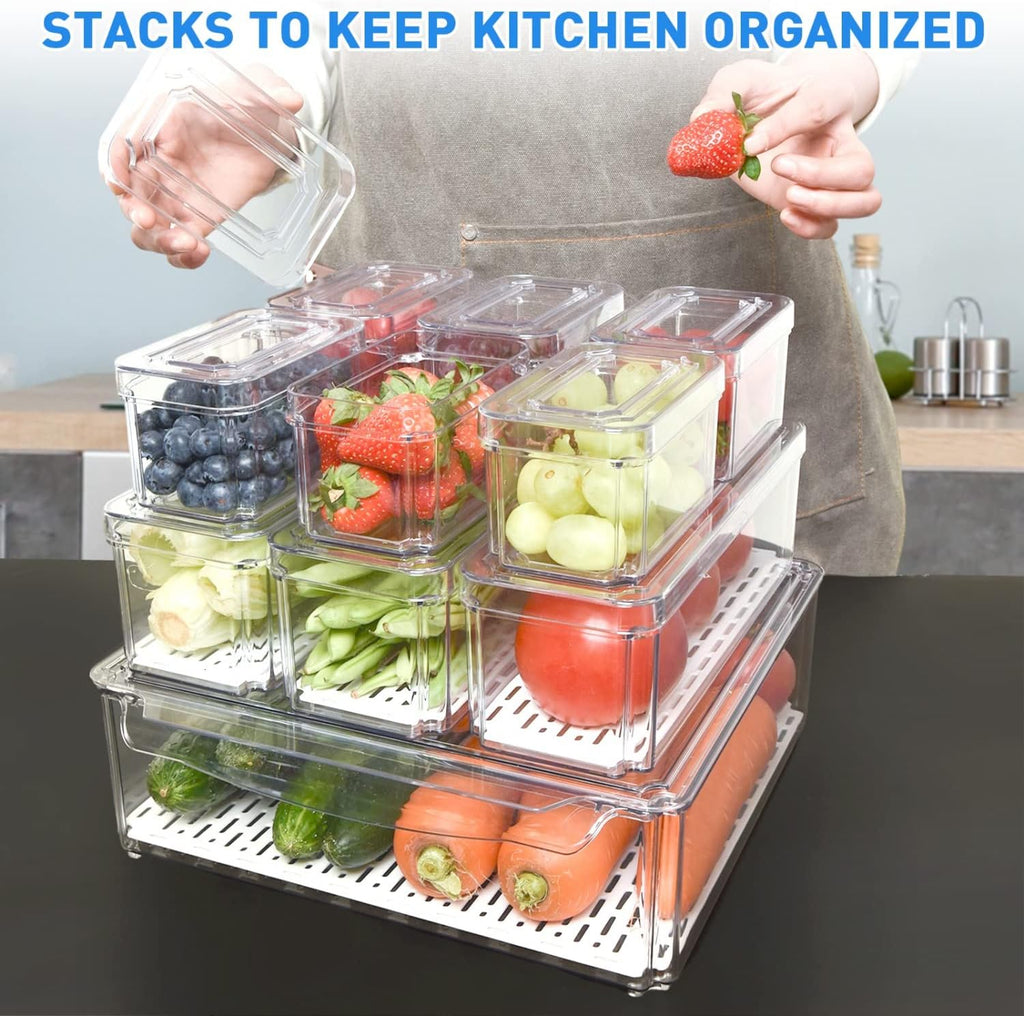 Set d'organisateurs empilables pour réfrigérateur de 10 - FridgeMaster