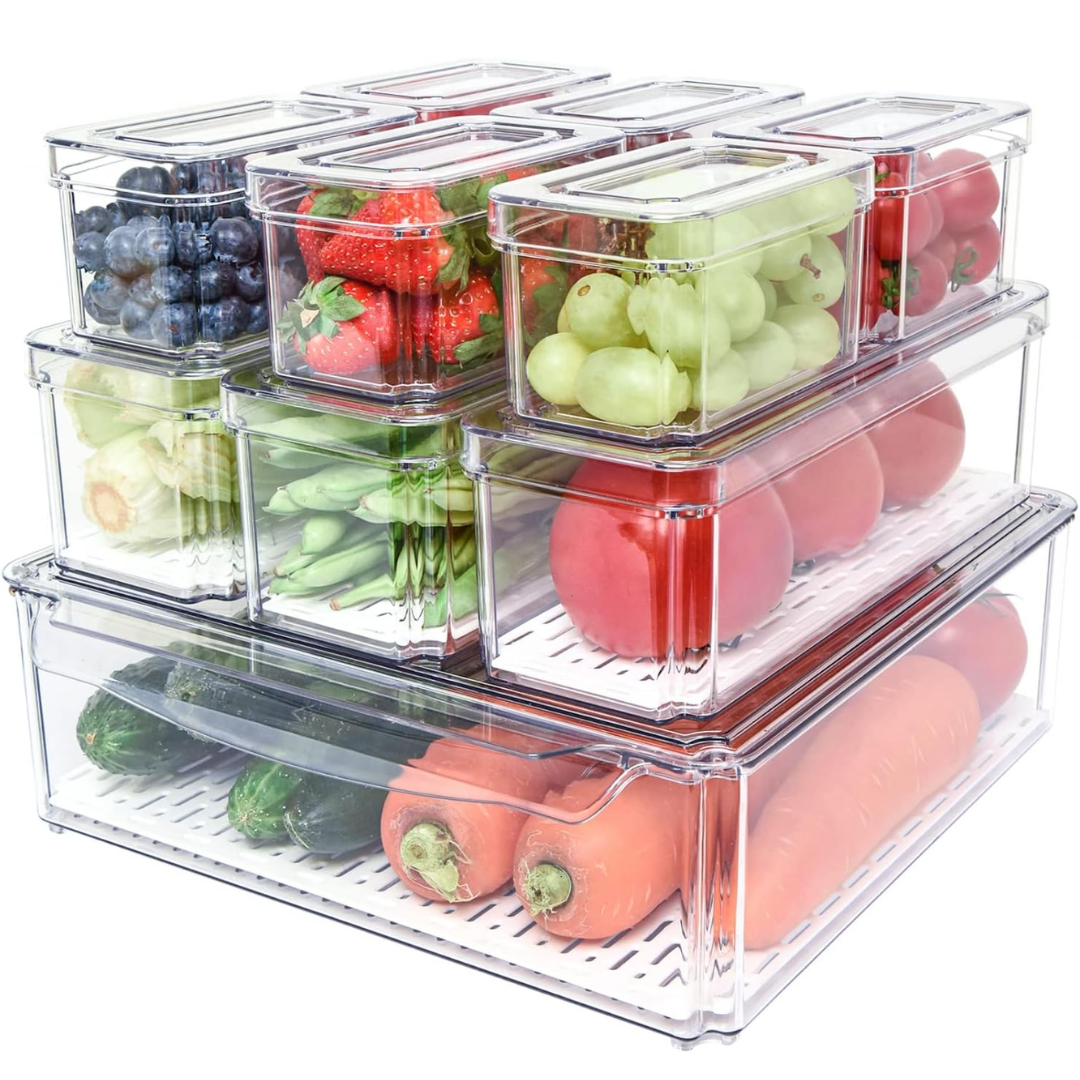 Set d'organisateurs empilables pour réfrigérateur de 10 - FridgeMaster