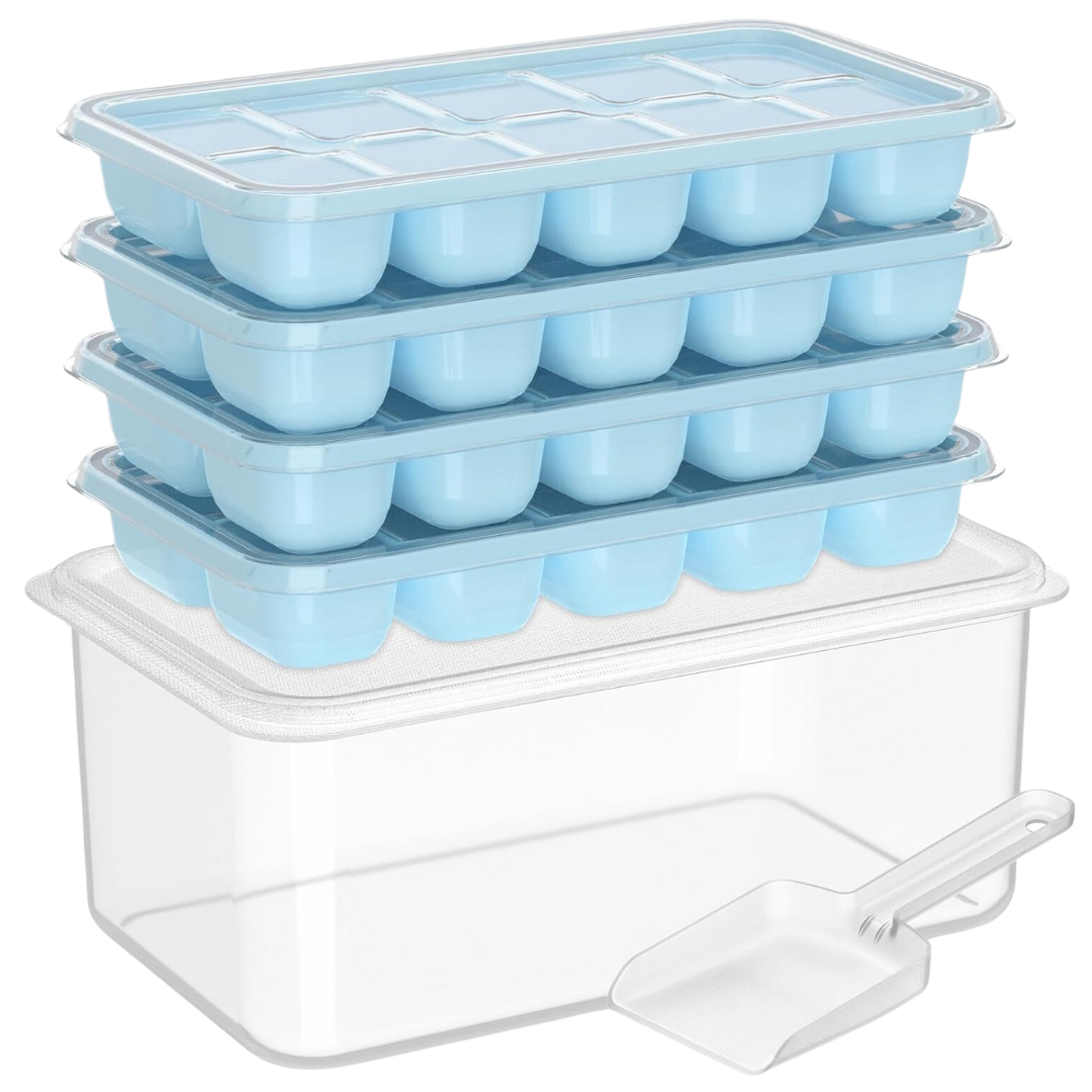 Bacs à Glace en Silicone Empilables avec Boîte de Rangement