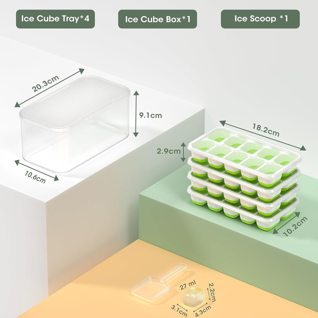 Bacs à Glace en Silicone Empilables avec Boîte de Rangement