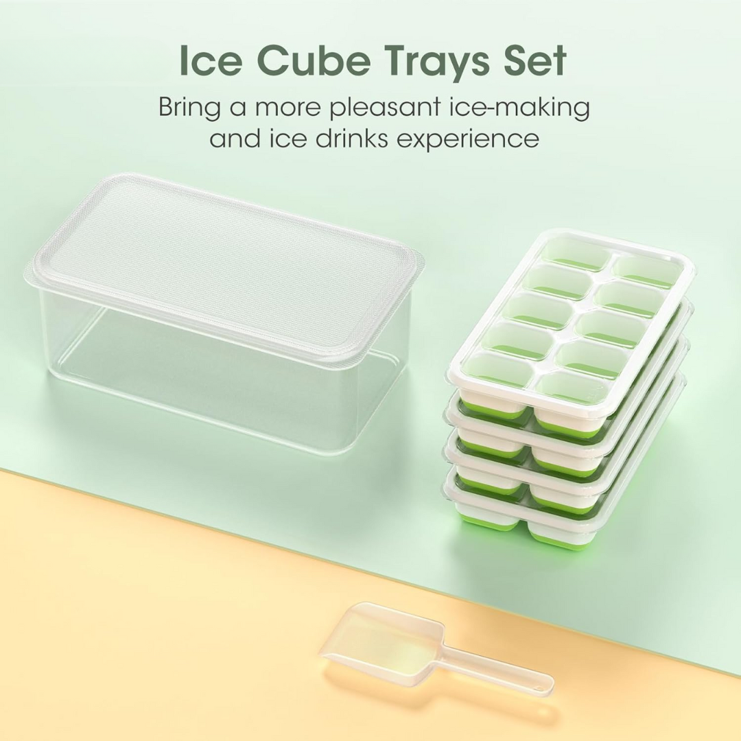 Bacs à Glace en Silicone Empilables avec Boîte de Rangement