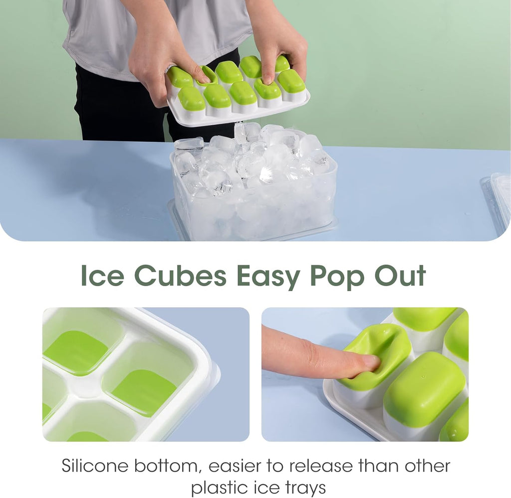 Bacs à Glace en Silicone Empilables avec Boîte de Rangement