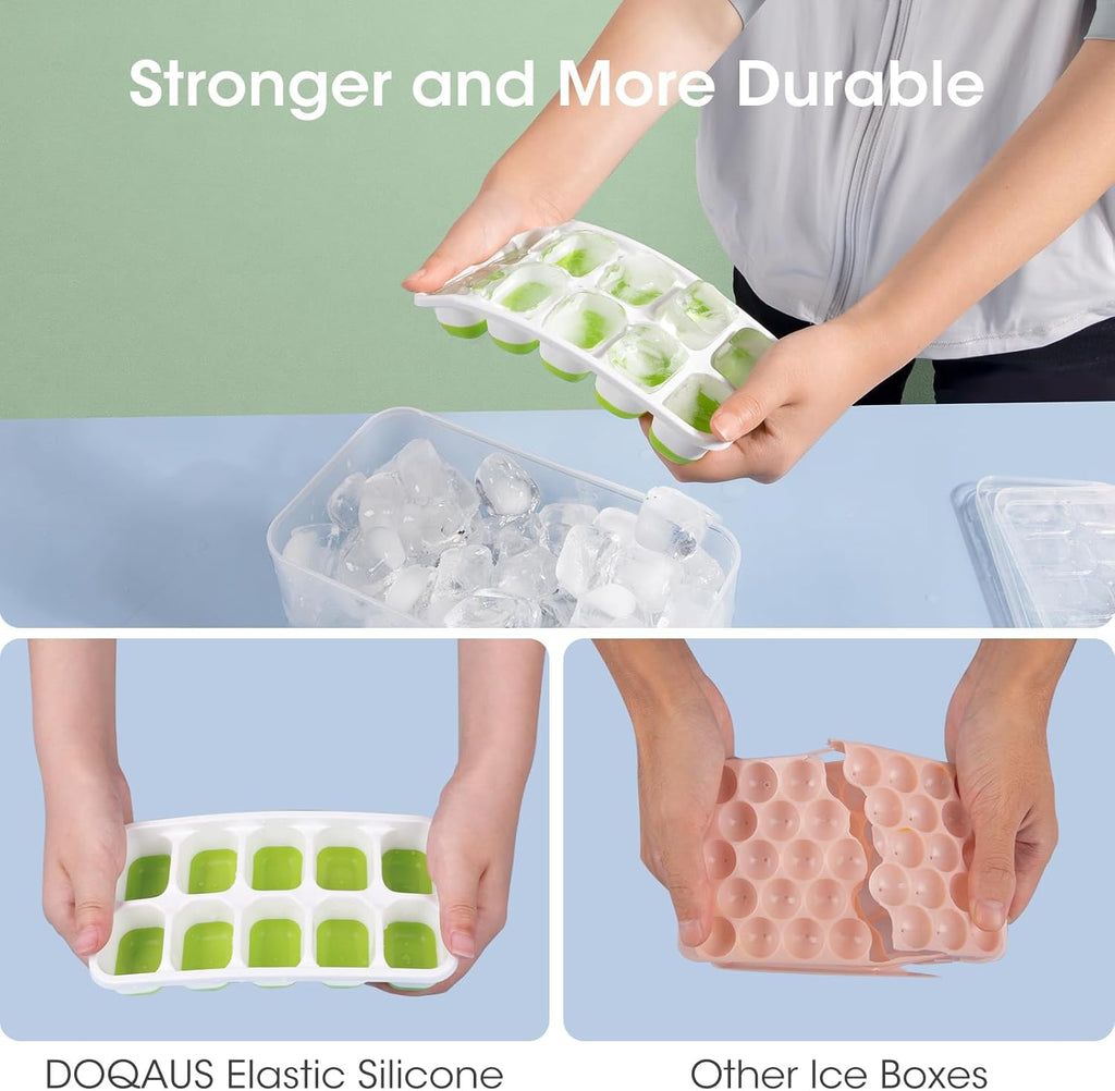 Bacs à Glace en Silicone Empilables avec Boîte de Rangement