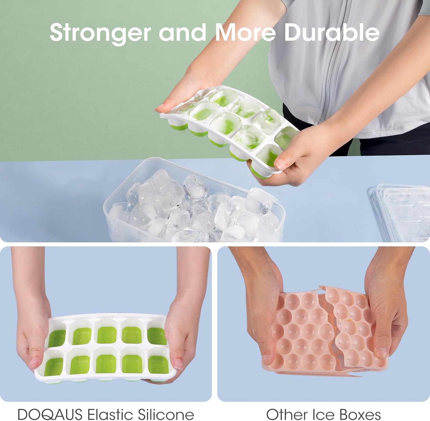 Bacs à Glace en Silicone Empilables avec Boîte de Rangement