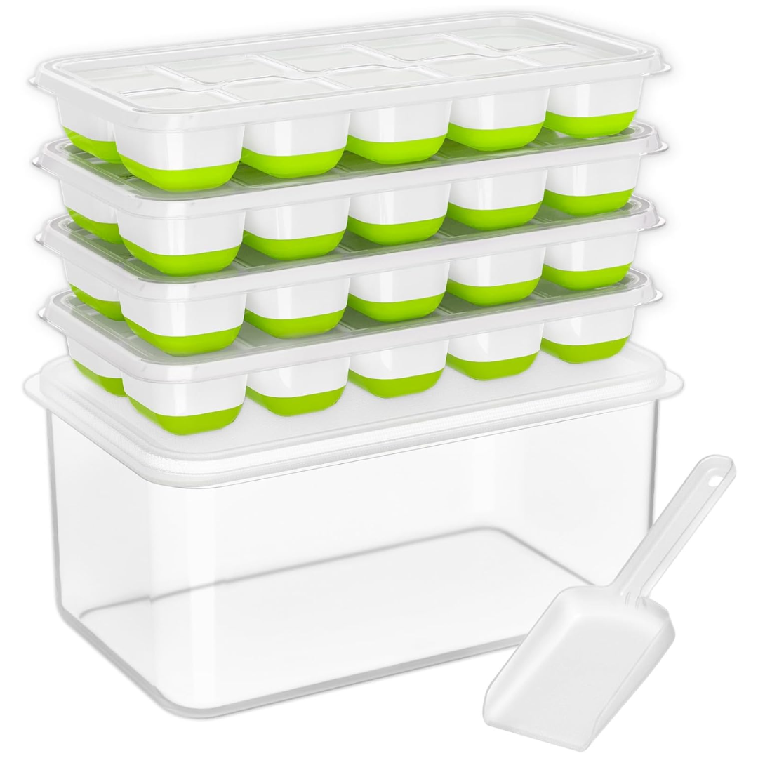 Bacs à Glace en Silicone Empilables avec Boîte de Rangement