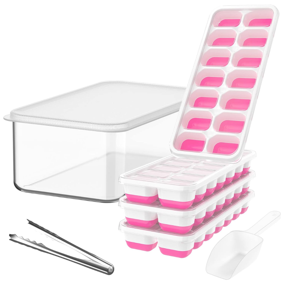 Bacs à Glace en Silicone Empilables avec Boîte de Rangement