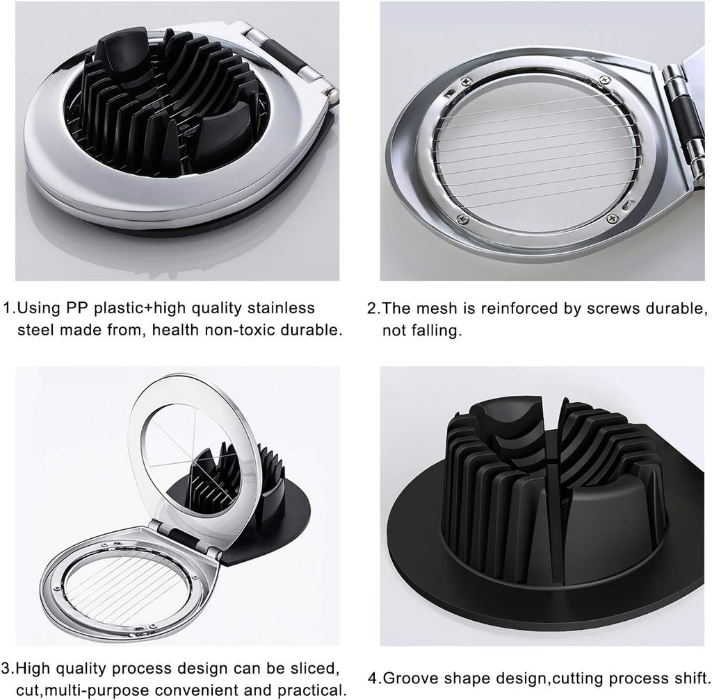 Trancheur à œufs en acier inoxydable – 3 styles de découpe pour une préparation rapide !