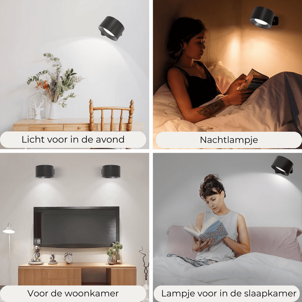 Lampe murale LED rechargeable 360° - Sans fil & Ambiance