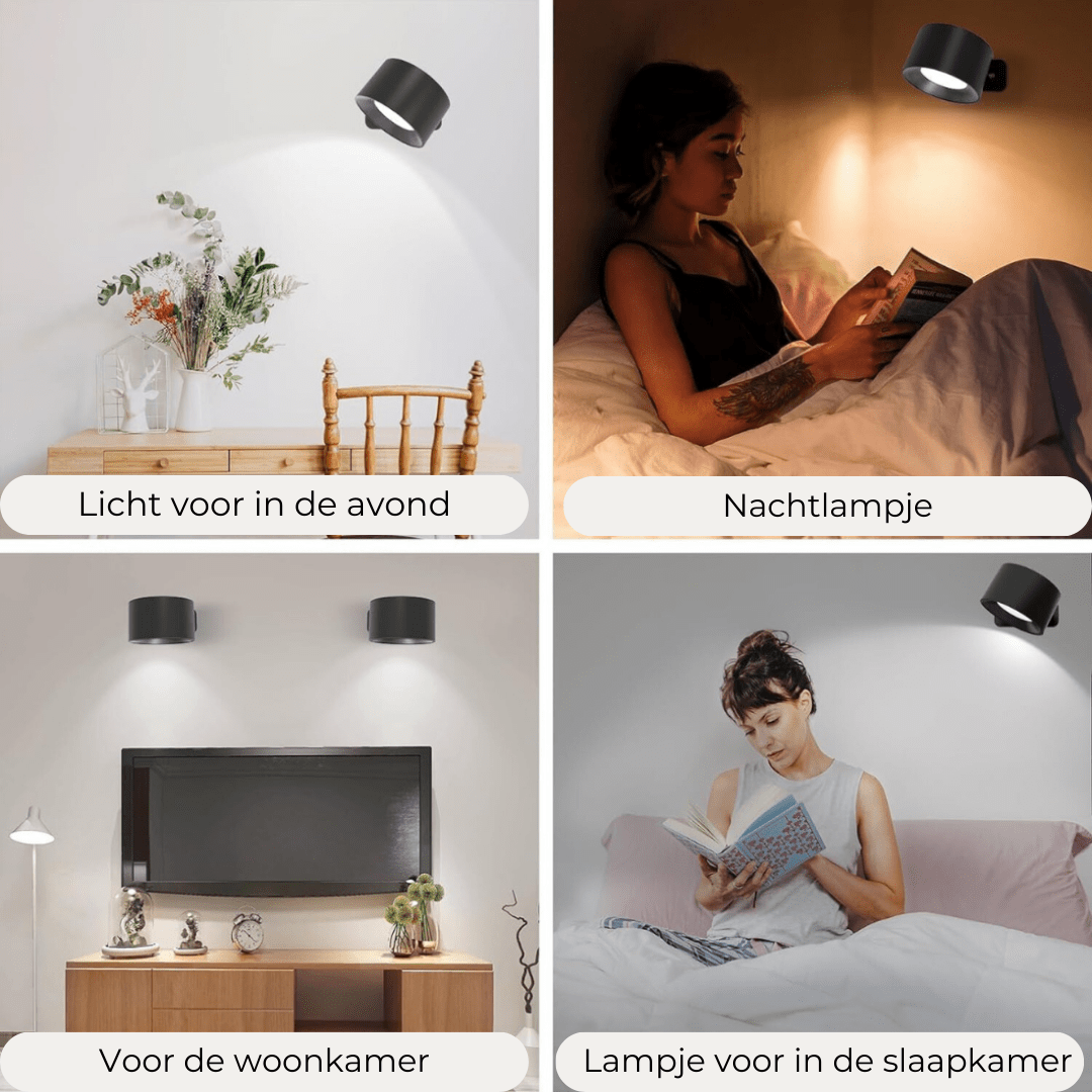 Lampe murale LED rechargeable 360° - Sans fil & Ambiance