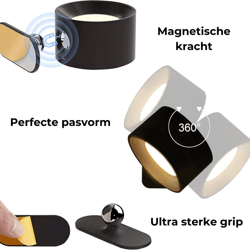 Lampe murale LED rechargeable 360° - Sans fil & Ambiance