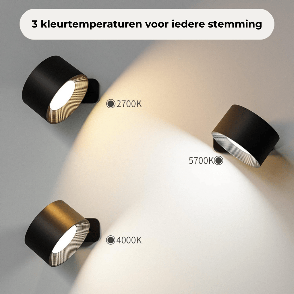 Lampe murale LED rechargeable 360° - Sans fil & Ambiance