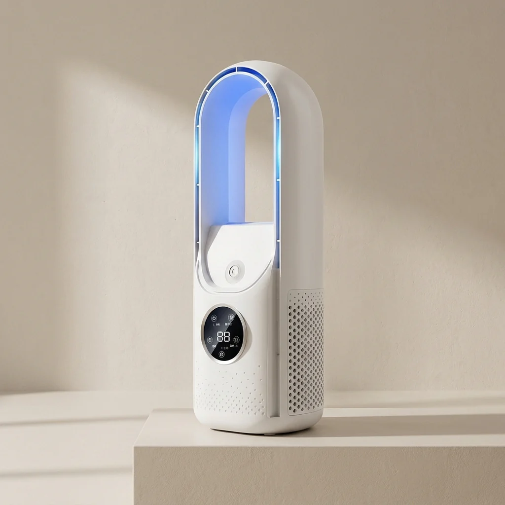 Refroidisseur d'air sans pale silencieux avec 6 vitesses et humidificateur