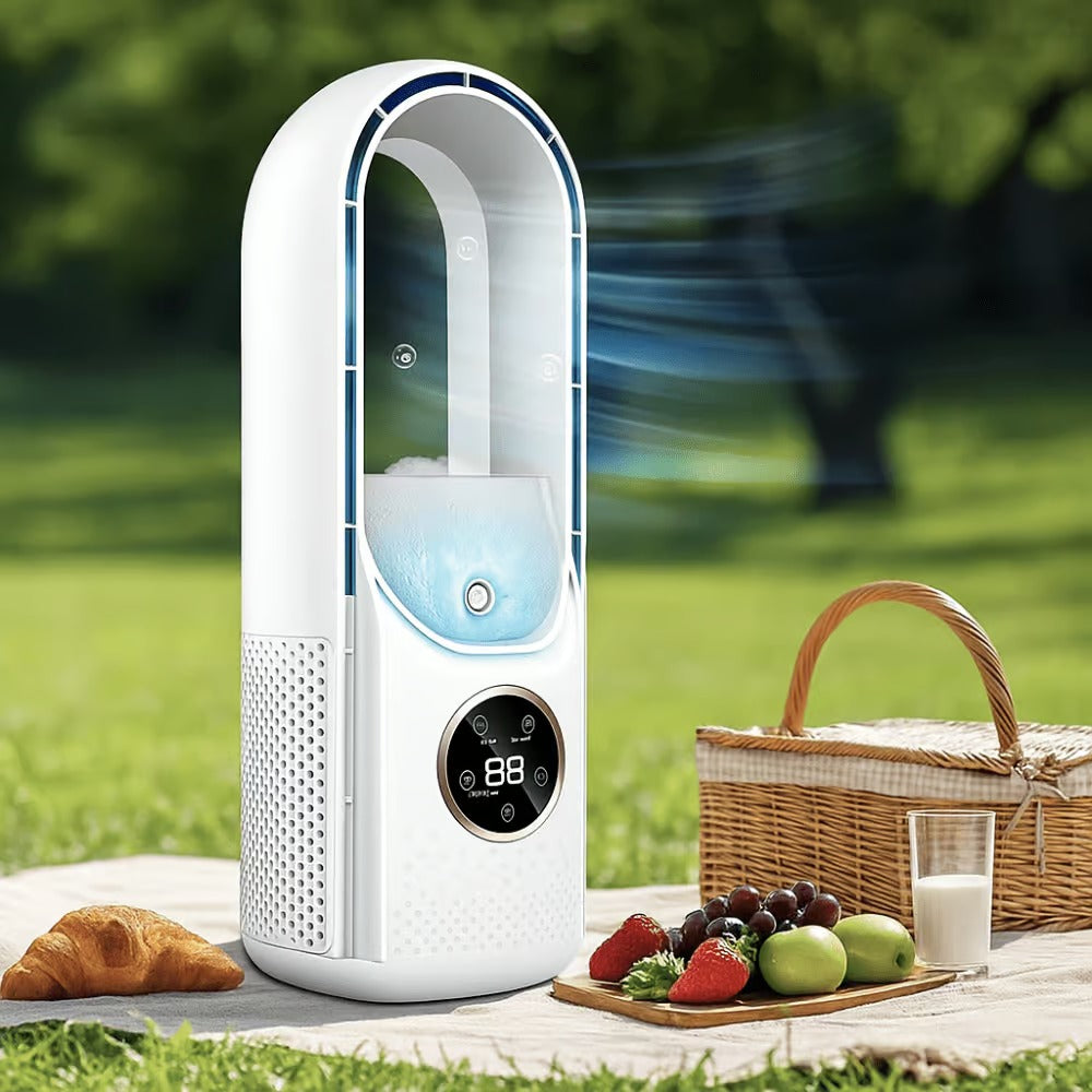 Refroidisseur d'air sans pale silencieux avec 6 vitesses et humidificateur