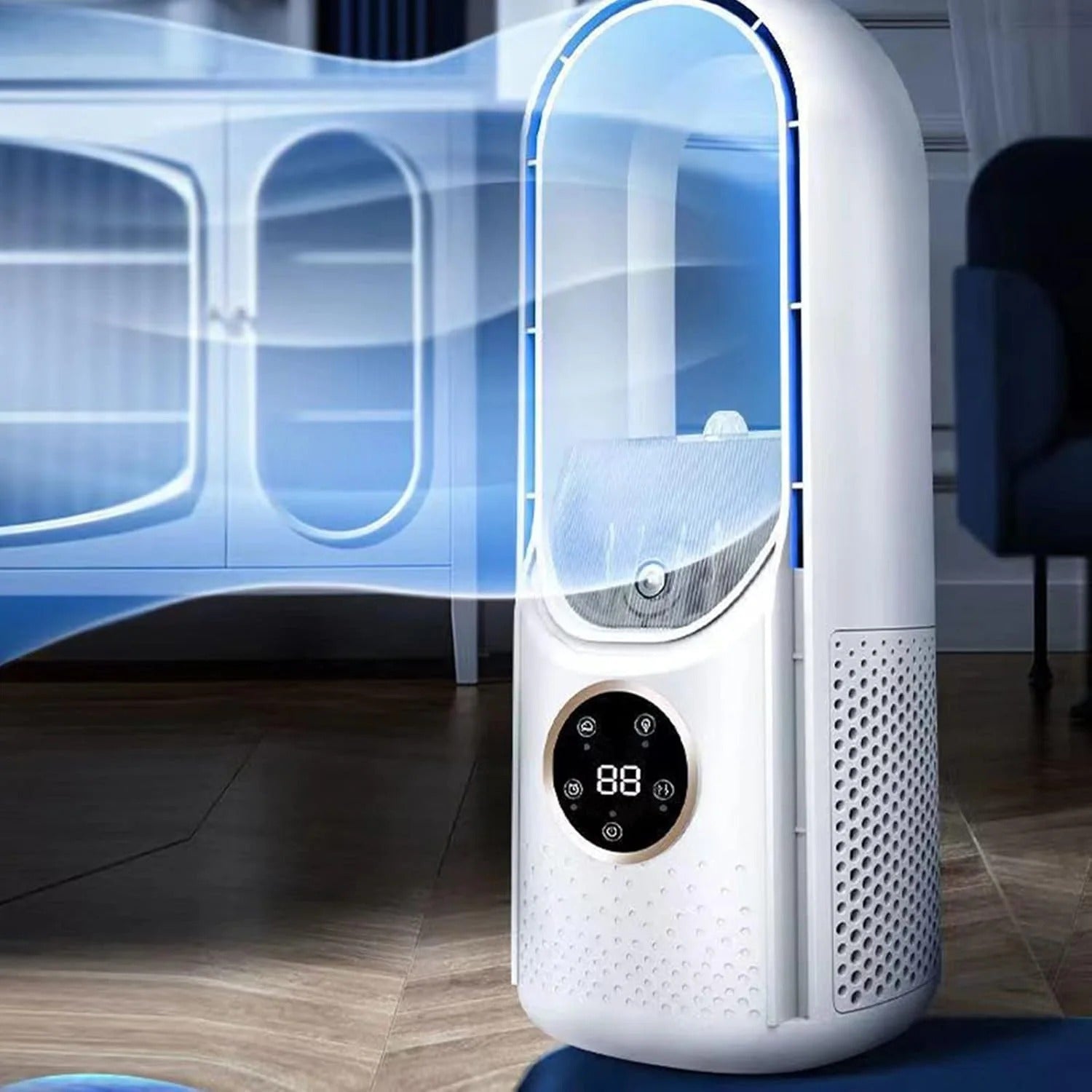 Refroidisseur d'air sans pale silencieux avec 6 vitesses et humidificateur