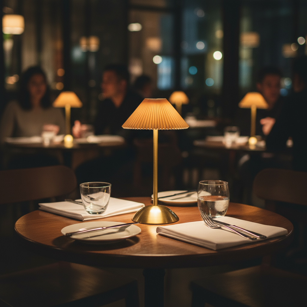 Lampe de table sans fil avec LED et abat-jour en tissu – design scandinave