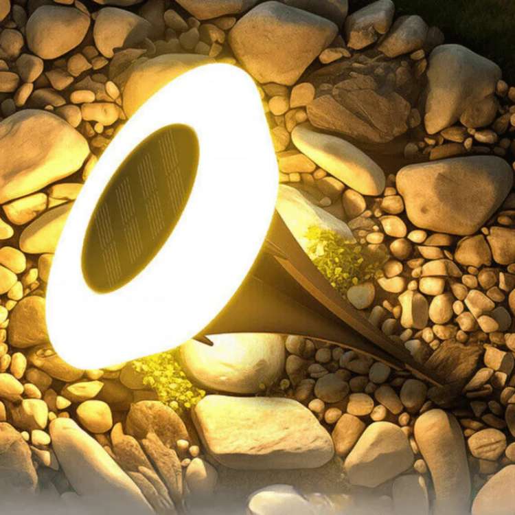 Lampes solaires de jardin pour allée avec lumière LED chaude et boîtier en acier inoxydable