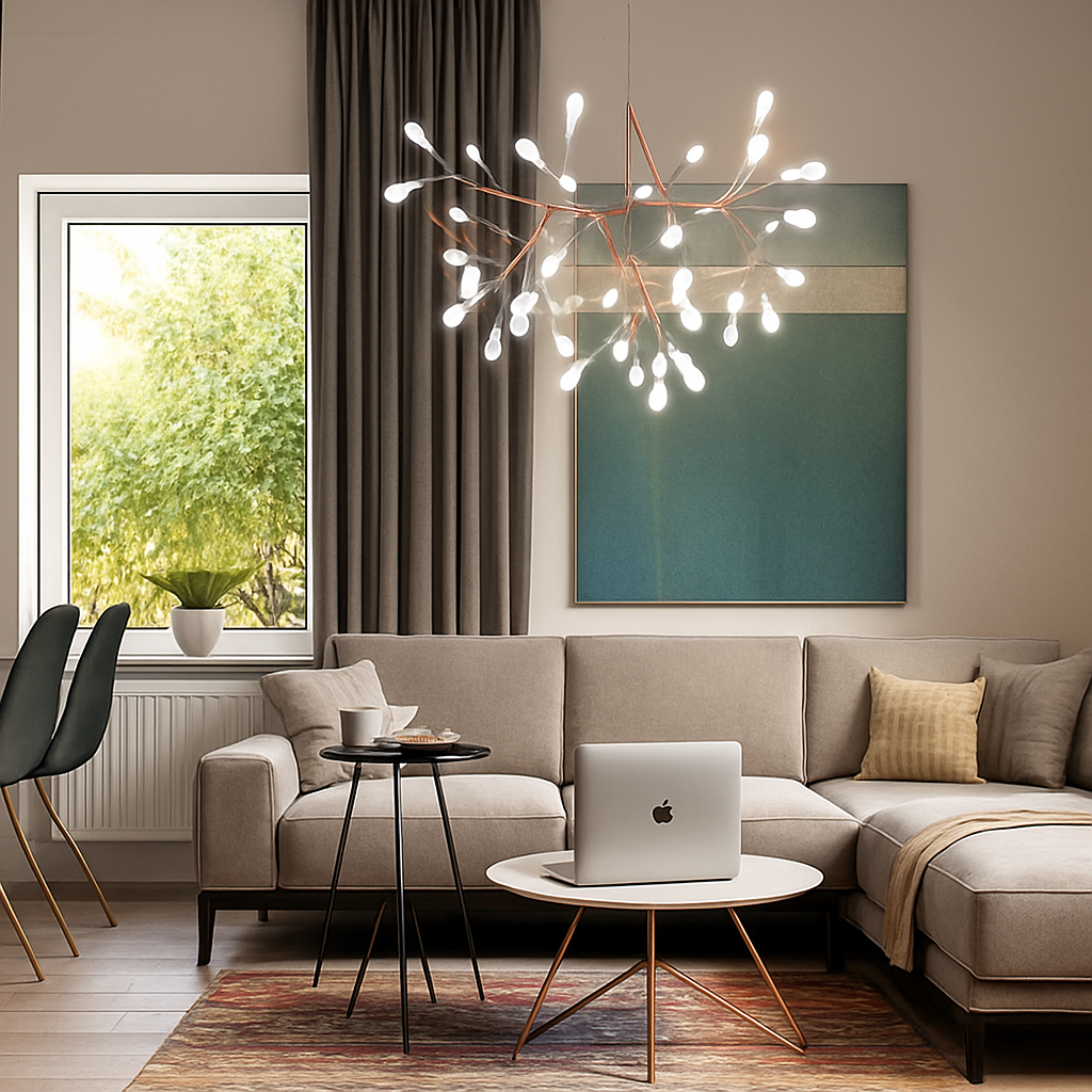 Suspension design moderne LED arbre couleur cuivre ou noir Maison