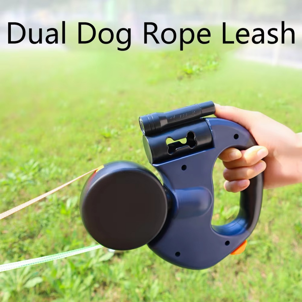 Laisse Double Anti-Enchevêtrement pour Chiens avec Lumière LED pour des Promenades en Toute Sécurité