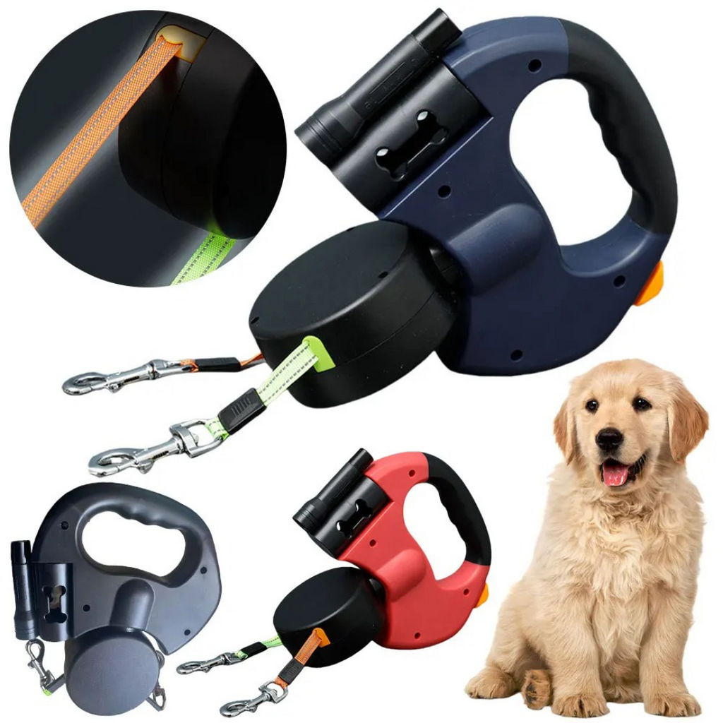 Laisse Double Anti-Enchevêtrement pour Chiens avec Lumière LED pour des Promenades en Toute Sécurité