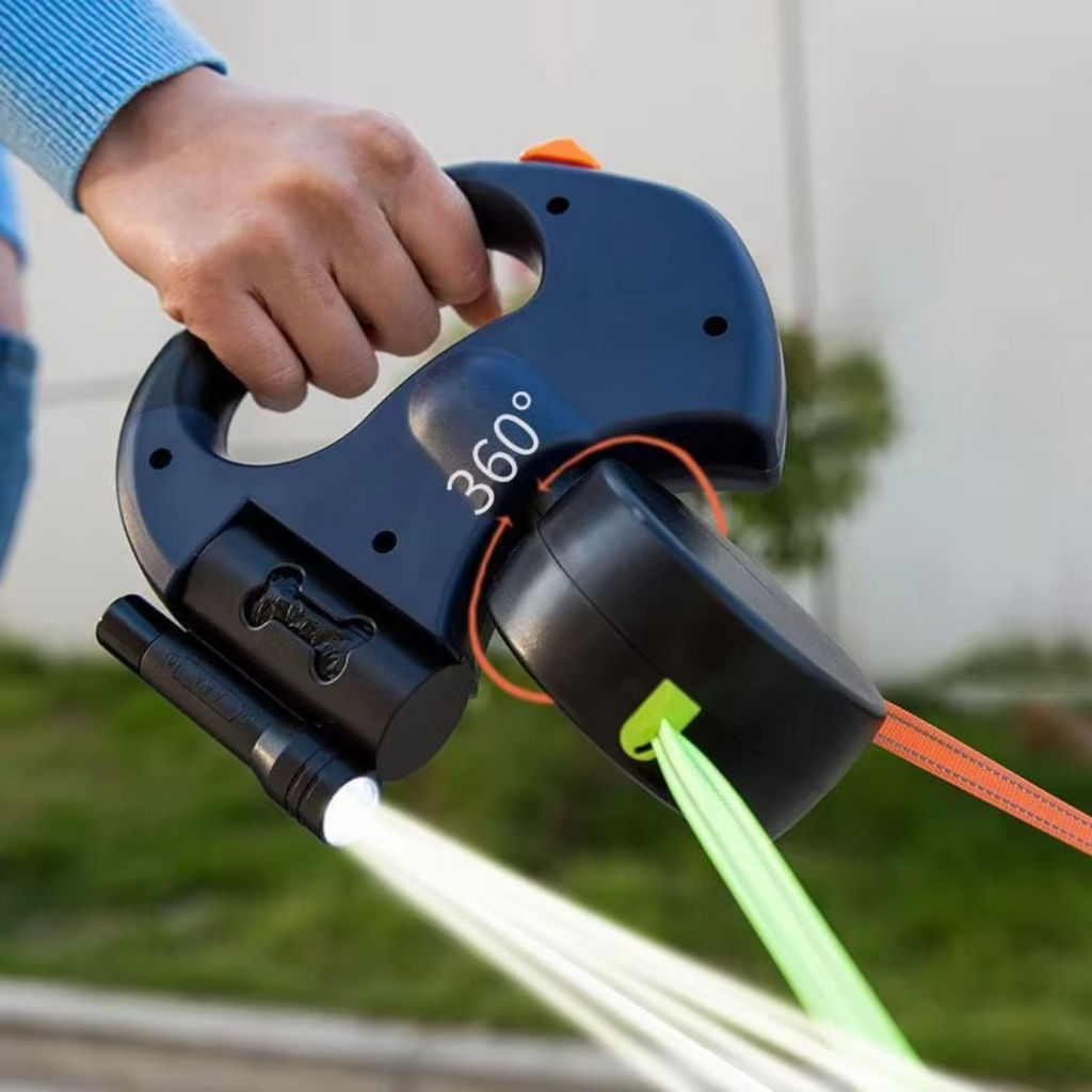 Laisse Double Anti-Enchevêtrement pour Chiens avec Lumière LED pour des Promenades en Toute Sécurité