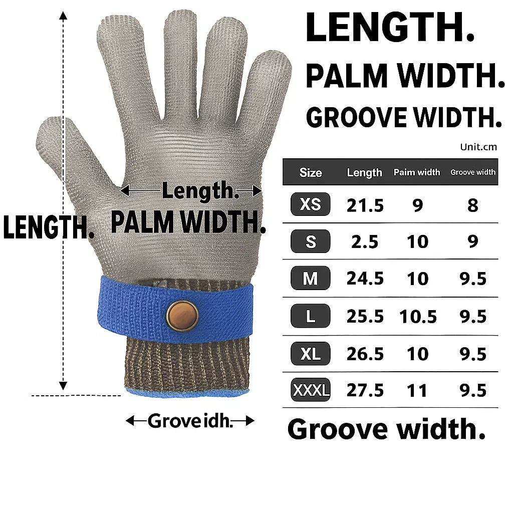 GANTS DE SÉCURITÉ EN ACIER INOXYDABLE – Gants de sécurité en acier inoxydable avec résistance maximale aux coupures