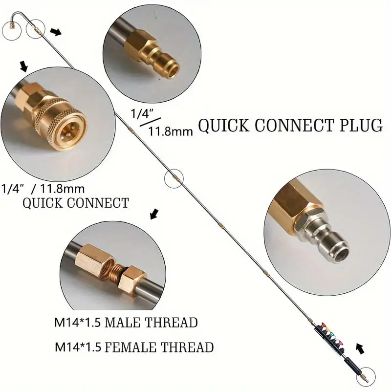 Ensemble de Buse Télescopique pour Nettoyeur Haute Pression - 4000 PSI, Nettoyage de Gouttières et de Toits