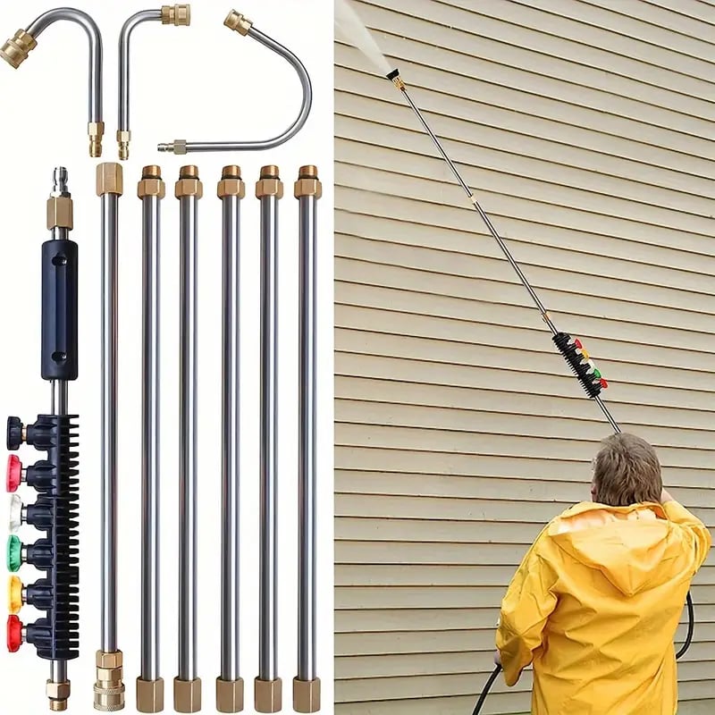 Ensemble de Buse Télescopique pour Nettoyeur Haute Pression - 4000 PSI, Nettoyage de Gouttières et de Toits