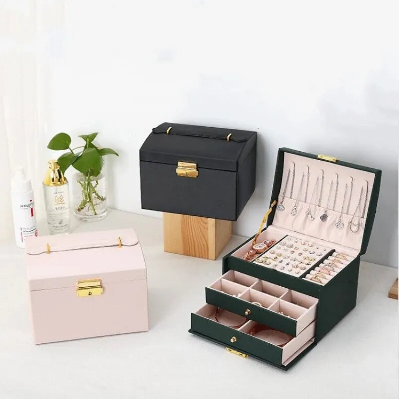 Boîte à Bijoux à Trois Couches | Rangement Organisé