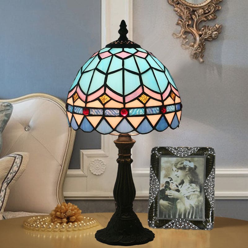 Lampe de Table en Verre Tiffany - Lignes de Plomb Classiques