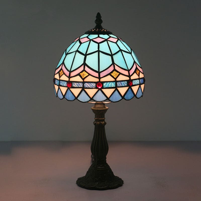 Lampe de Table en Verre Tiffany - Lignes de Plomb Classiques