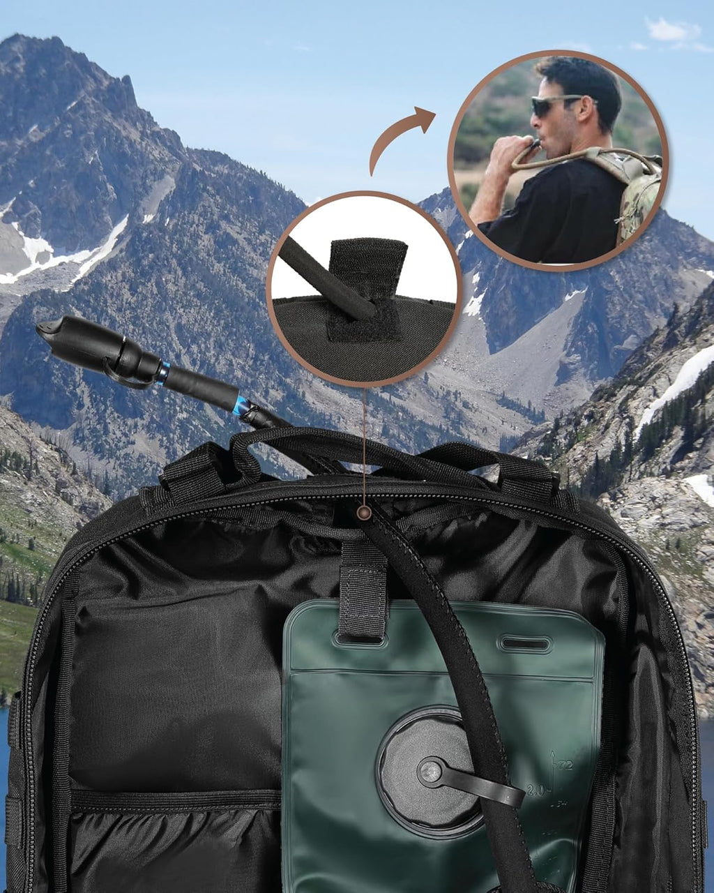 Sac à dos tactique extérieur 35L avec système Molle et rangement pour ordinateur portable