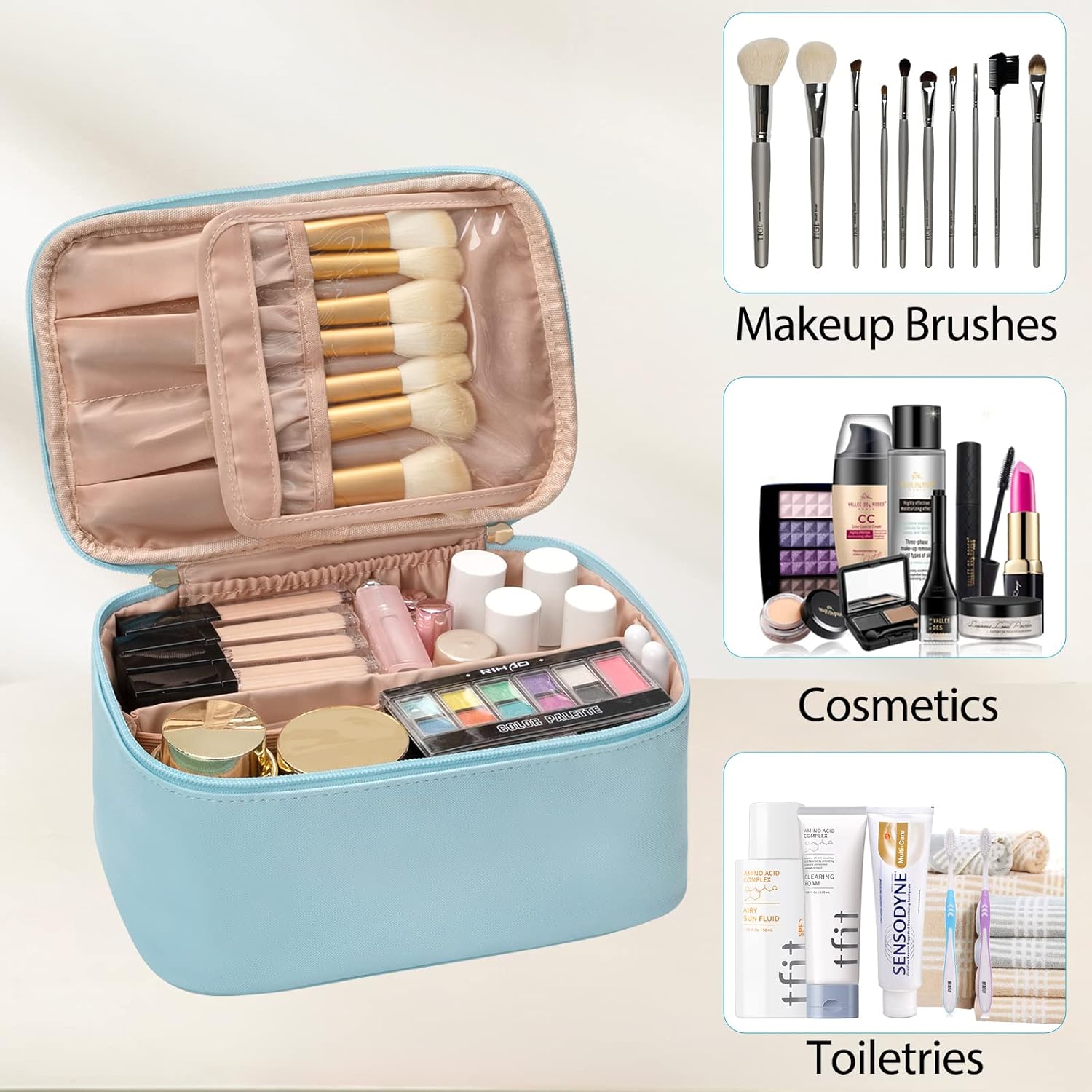 Organisateur de maquillage portable avec séparateurs