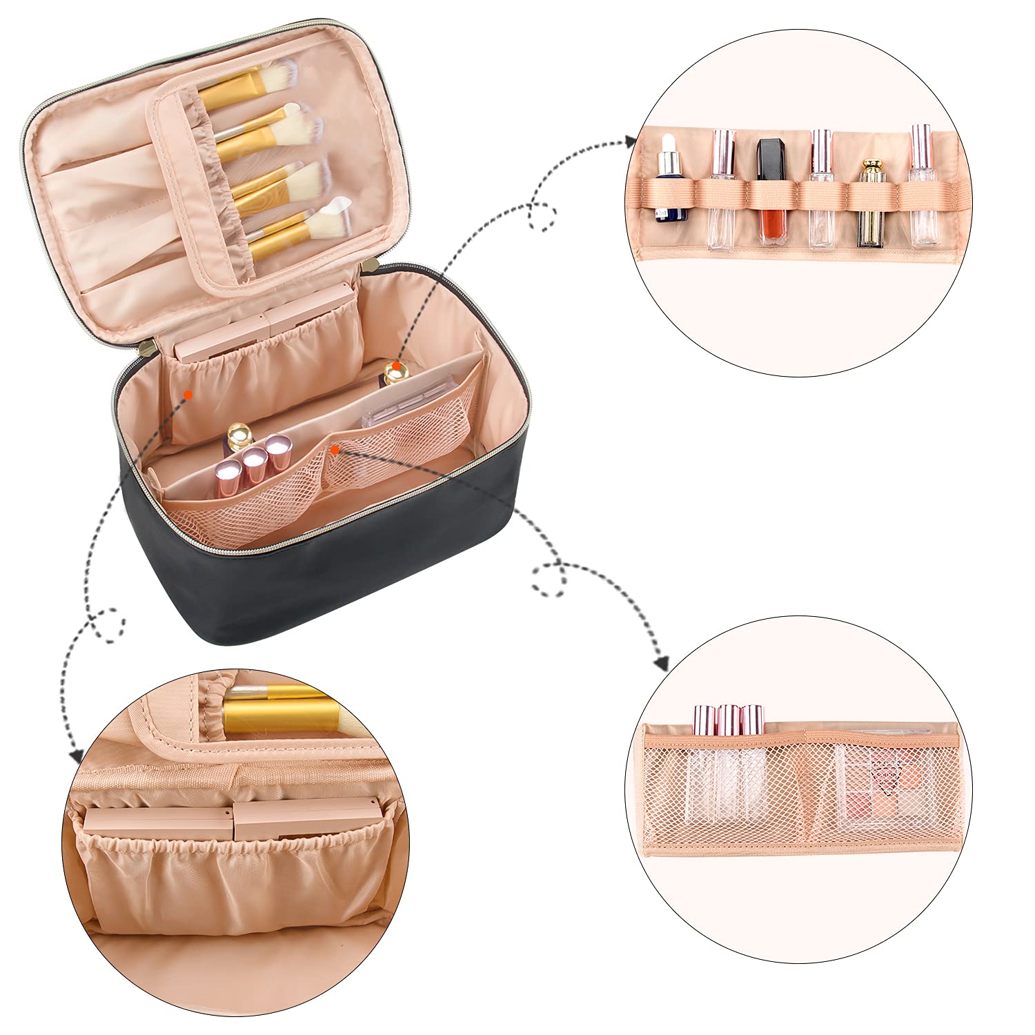 Organisateur de maquillage portable avec séparateurs