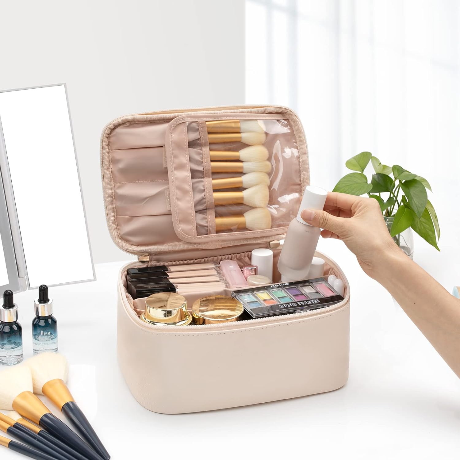 Organisateur de maquillage portable avec séparateurs