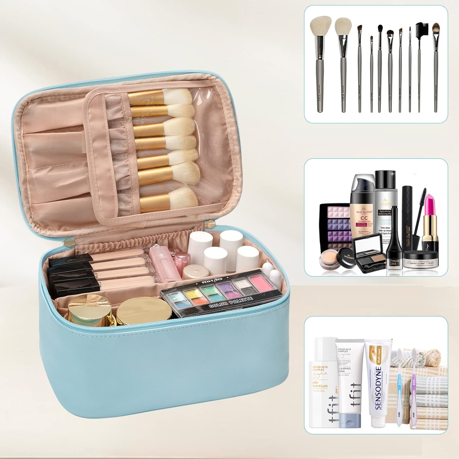 Organisateur de maquillage portable avec séparateurs