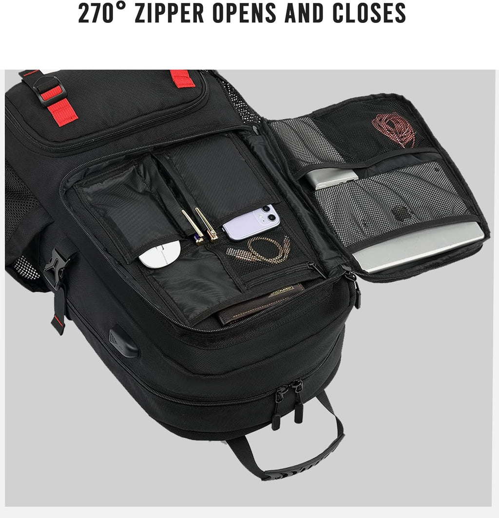 Sac à Dos de Voyage Étanche de 60L pour Ordinateur Portable avec Port USB et Compartiment à Chaussures