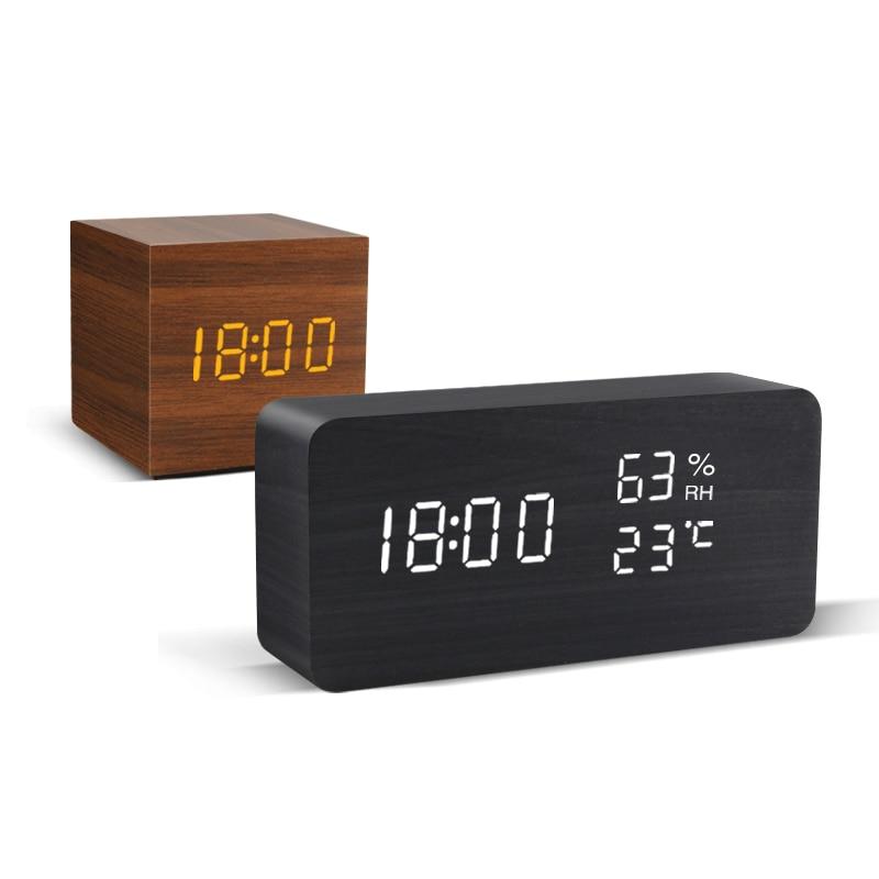Sandsberg | Réveil LED en bois | Design cubique minimaliste avec affichage de la température | Plusieurs couleurs