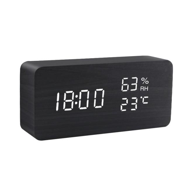 Sandsberg | Réveil LED en bois | Design cubique minimaliste avec affichage de la température | Plusieurs couleurs