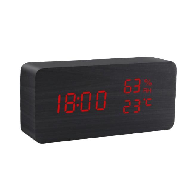 Sandsberg | Réveil LED en bois | Design cubique minimaliste avec affichage de la température | Plusieurs couleurs