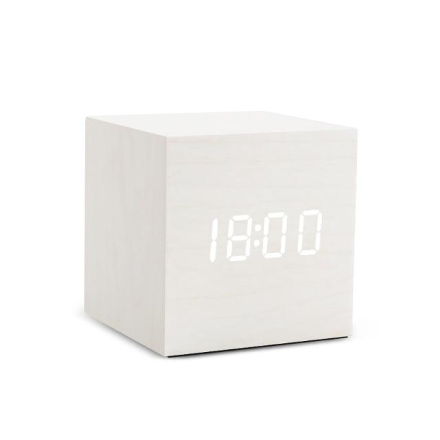 Sandsberg | Réveil LED en bois | Design cubique minimaliste avec affichage de la température | Plusieurs couleurs