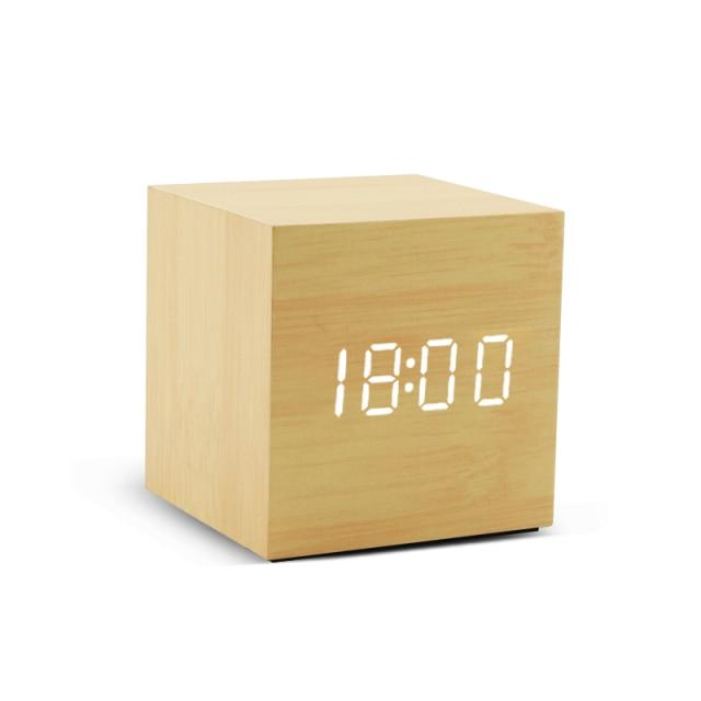 Sandsberg | Réveil LED en bois | Design cubique minimaliste avec affichage de la température | Plusieurs couleurs