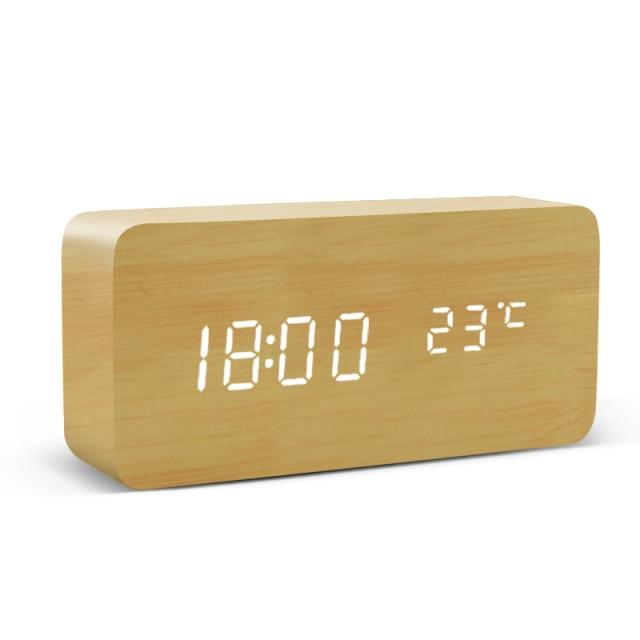 Sandsberg | Réveil LED en bois | Design cubique minimaliste avec affichage de la température | Plusieurs couleurs