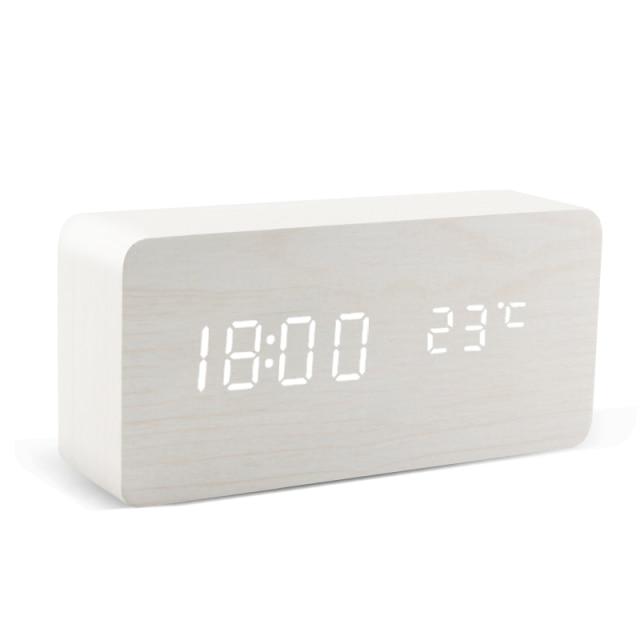 Sandsberg | Réveil LED en bois | Design cubique minimaliste avec affichage de la température | Plusieurs couleurs