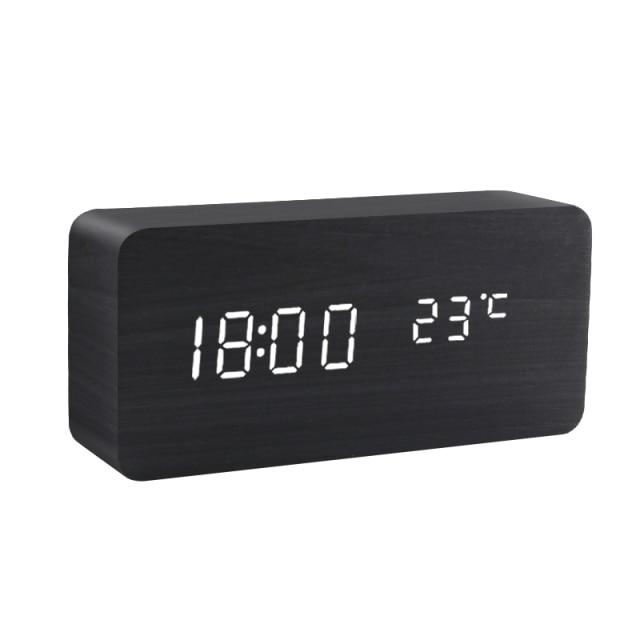 Sandsberg | Réveil LED en bois | Design cubique minimaliste avec affichage de la température | Plusieurs couleurs