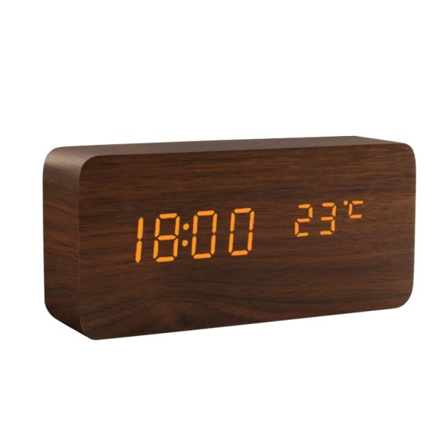Sandsberg | Réveil LED en bois | Design cubique minimaliste avec affichage de la température | Plusieurs couleurs