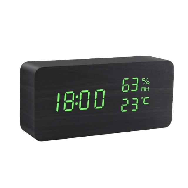 Sandsberg | Réveil LED en bois | Design cubique minimaliste avec affichage de la température | Plusieurs couleurs