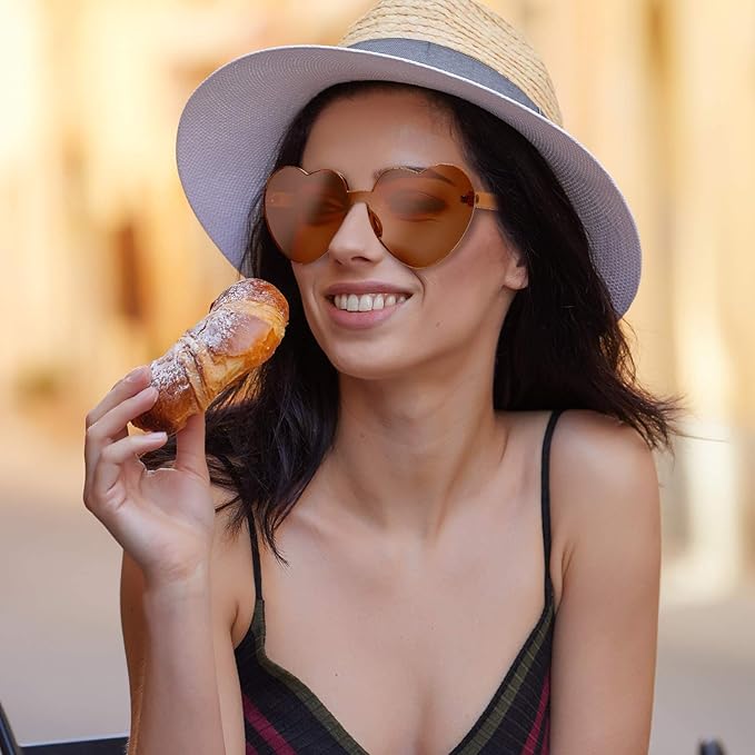 Lunettes de soleil tendance en forme de cœur sans monture, au look transparent - HeartBlitz